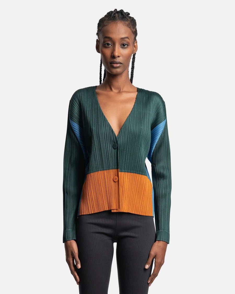 Tops * | Pleats Please Issey Miyake Ensemble Cardigan In Dark Green