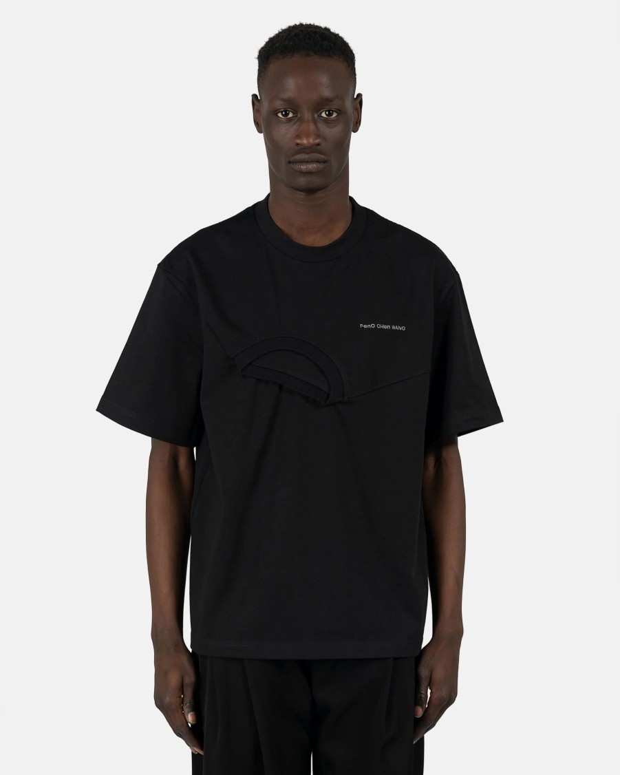 T-Shirts * | Feng Chen Wang Panelled Collar T-Shirt In Black