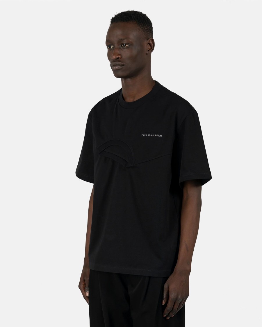 T-Shirts * | Feng Chen Wang Panelled Collar T-Shirt In Black