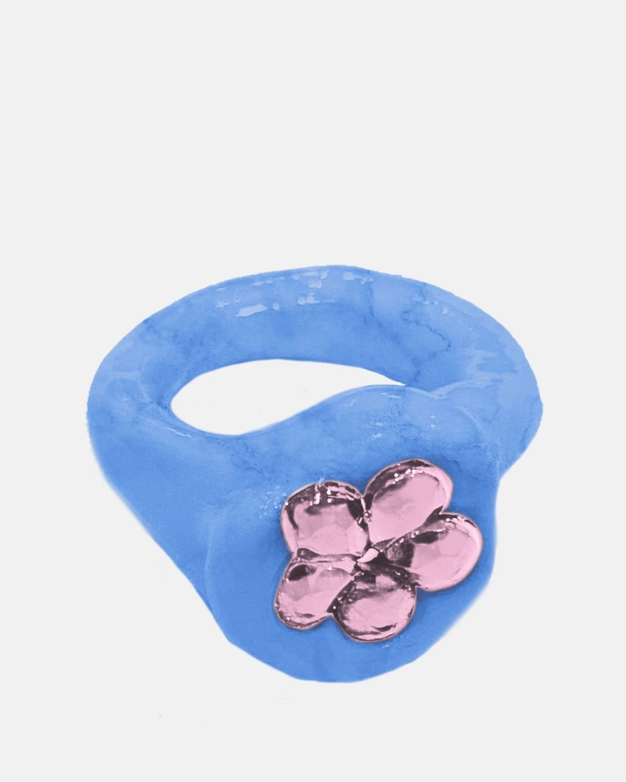 Accessories * | Blobb Lucky Charm Ring In Light Blue/Pink