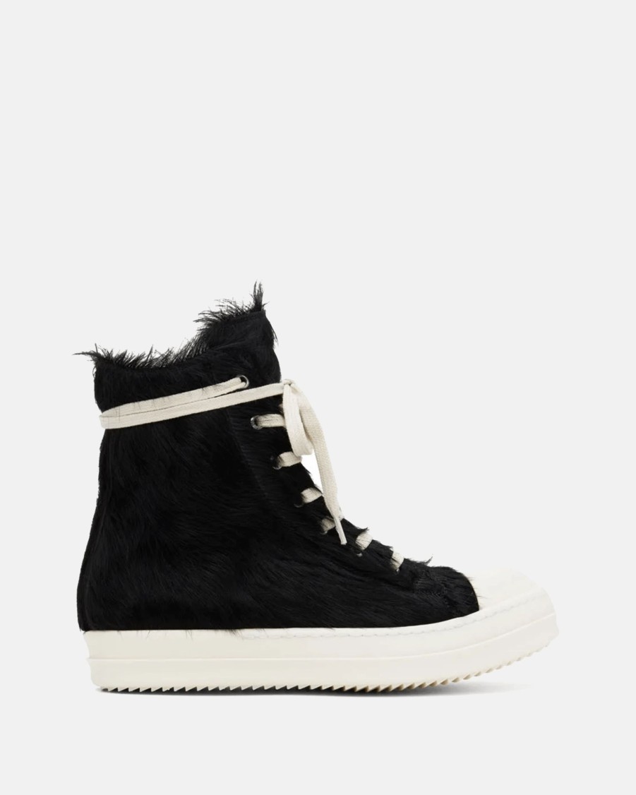 Footwear * | Rick Owens Long Hair Ramones In Black/Milk