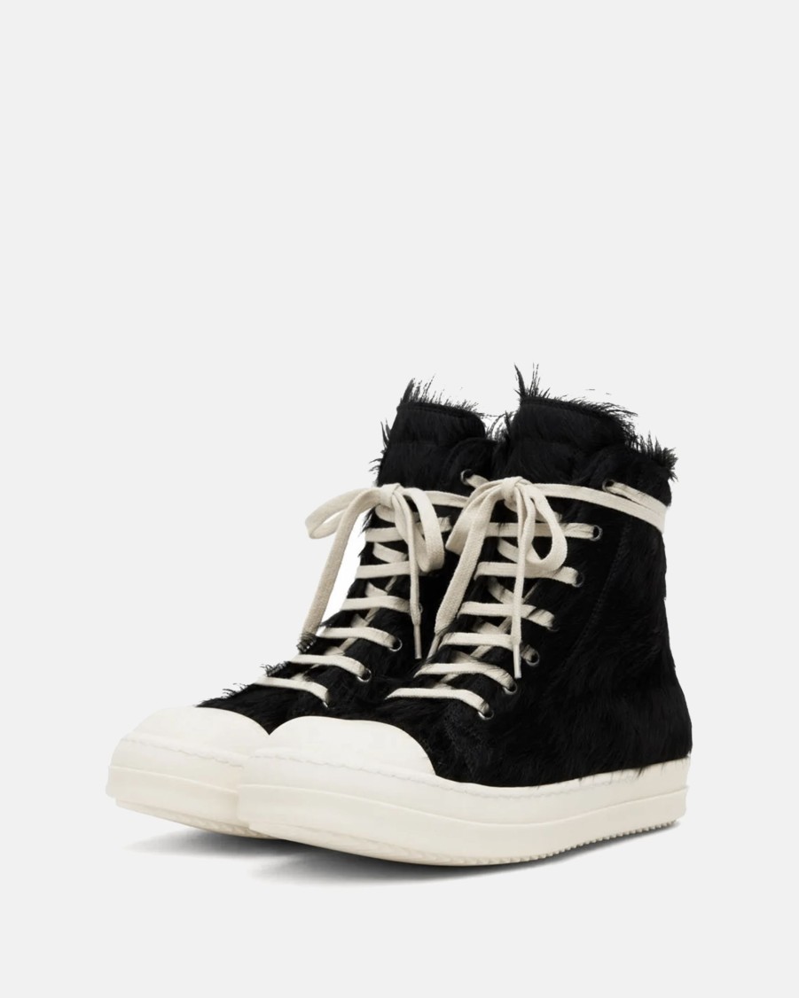 Footwear * | Rick Owens Long Hair Ramones In Black/Milk