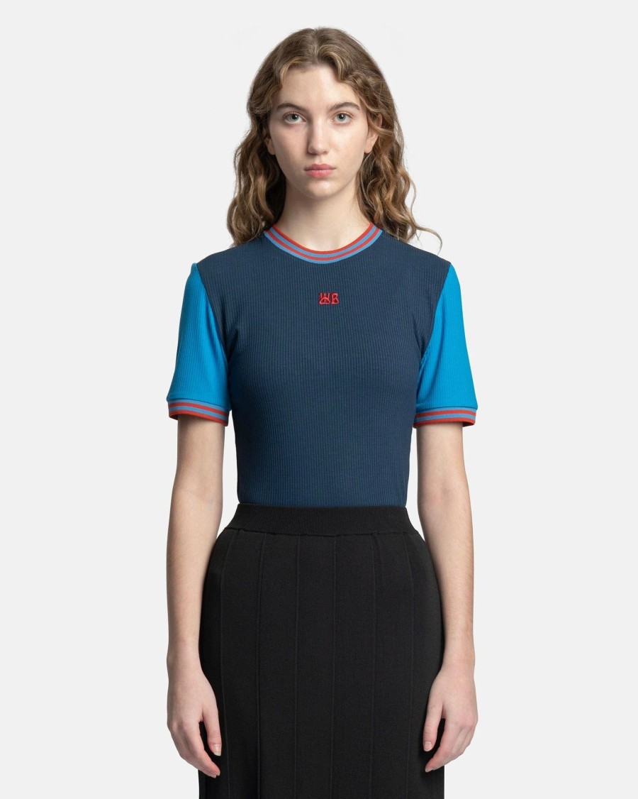 T-Shirts * | Wales Bonner Women'S Shade Tee In Navy