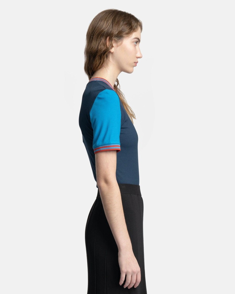 T-Shirts * | Wales Bonner Women'S Shade Tee In Navy