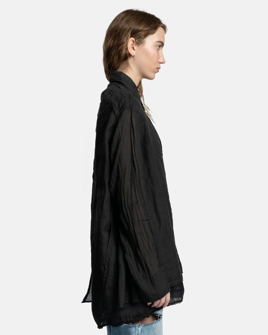 Tops * | Our Legacy Backless Liner Shirt In Black Gauze Ramie