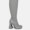 Footwear * | Marni Knee-High Leather Boots In Grey