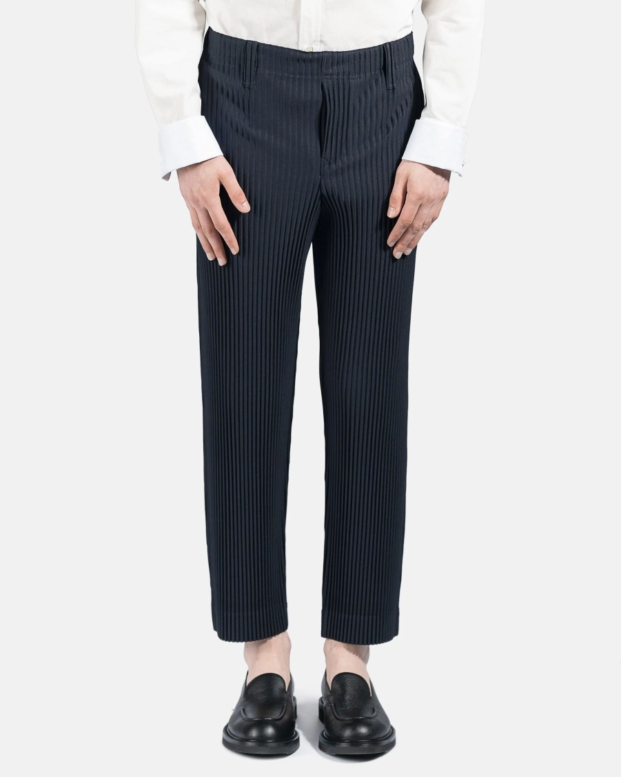 Pants * | Homme Plisse Issey Miyake Basics Pleated Trousers In Navy