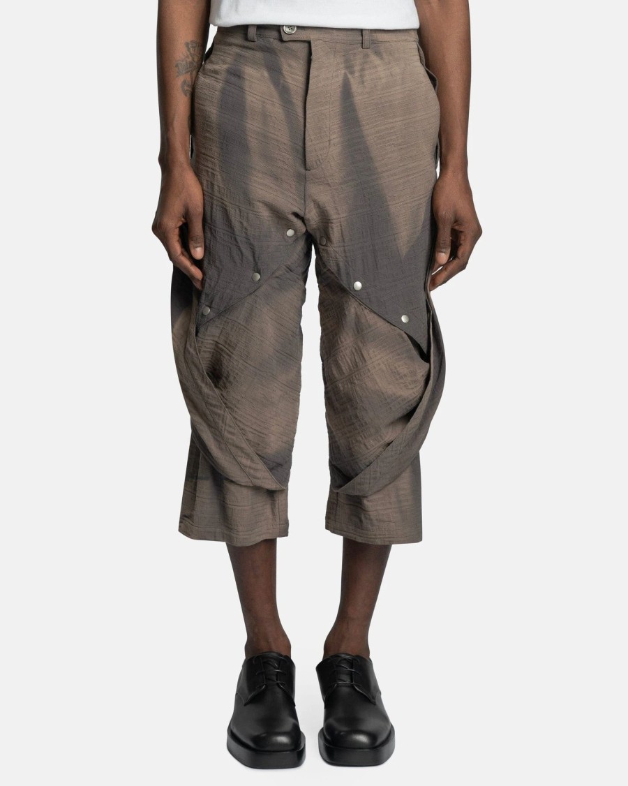 Pants * | Jiyongkim Sun-Bleached Draped Half Trousers In Grey