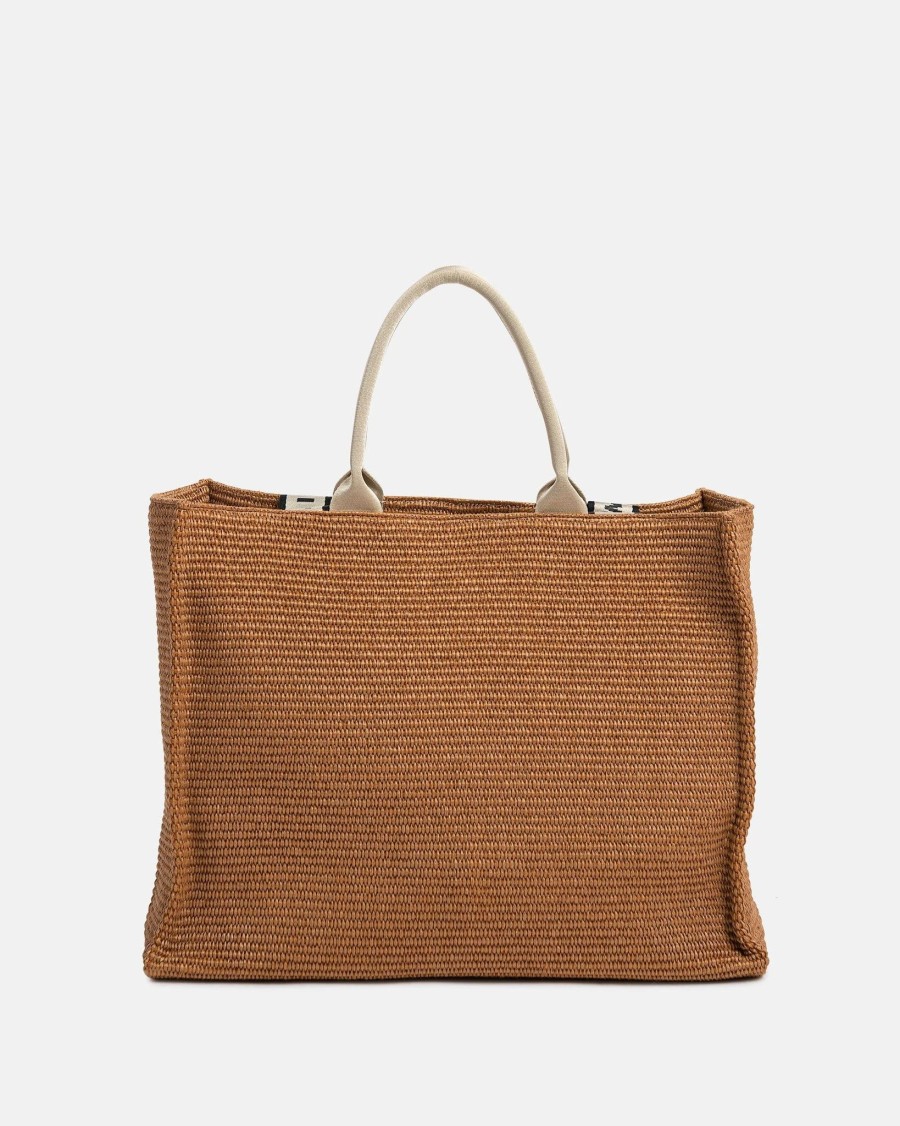 Accessories * | Marni Bey Tote Bag In Brown Raffia