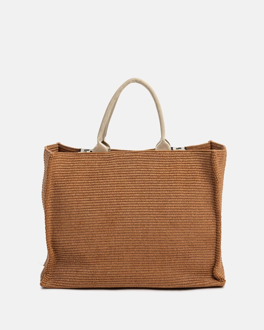 Accessories * | Marni Bey Tote Bag In Brown Raffia