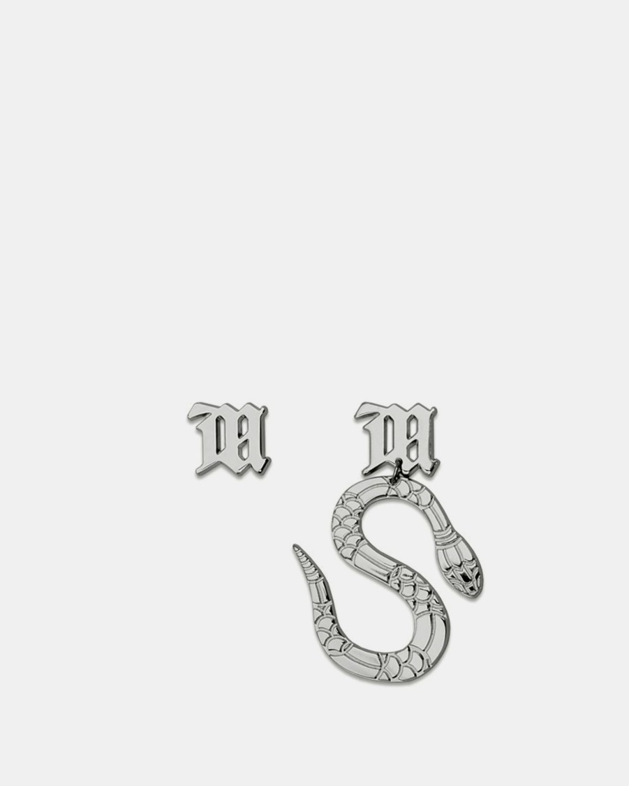 Accessories * | Misbhv Lilith Snake Asymmetric Earring In Silver