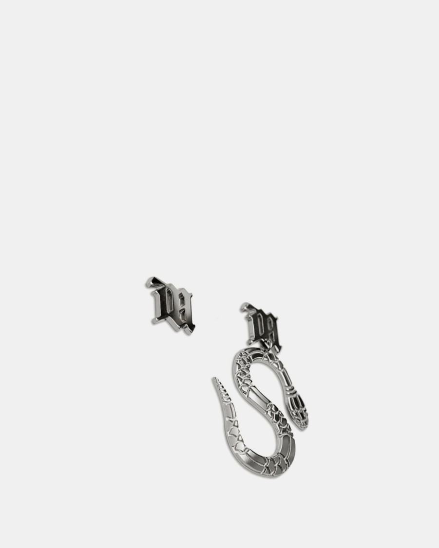 Accessories * | Misbhv Lilith Snake Asymmetric Earring In Silver