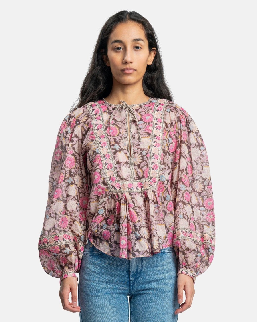 Tops * | Isabel Marant Etoile Gayle Floral Printed Top In Pink