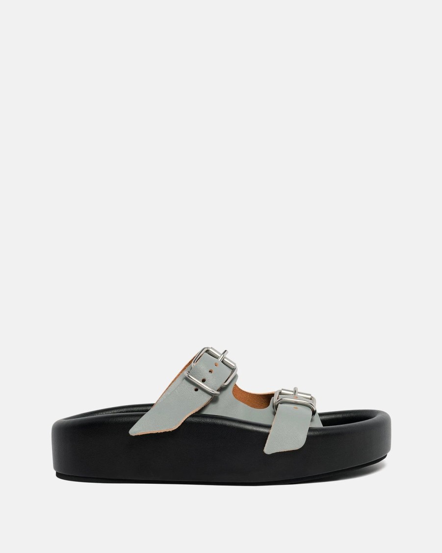 Footwear * | Mm6 Maison Margiela Two-Strap Sandal In Wrought Iron/Black