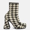 Footwear * | Marni Jacquard Lurex Ankle Boots In Black/Cream