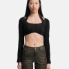 Tops * | Misbhv Vegan Suede Cropped Longsleeve In Black