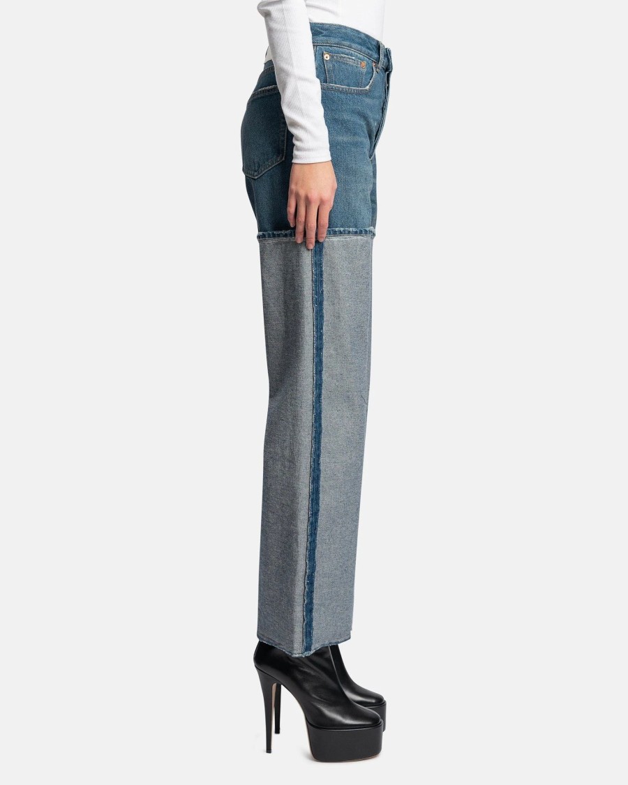 Pants * | Mm6 Maison Margiela Distressed 5 Pocket Pants In Medium Blue