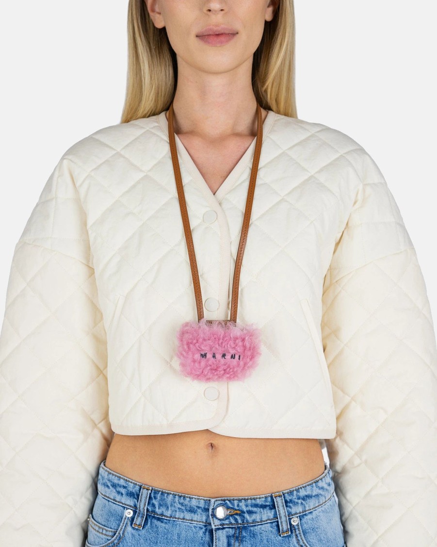 Accessories * | Marni Shearling Airpod Case In Pink