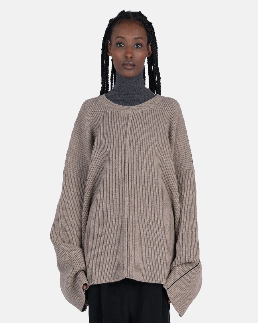 Tops * | Peter Do Crew Neck Cape Sweater In Sand