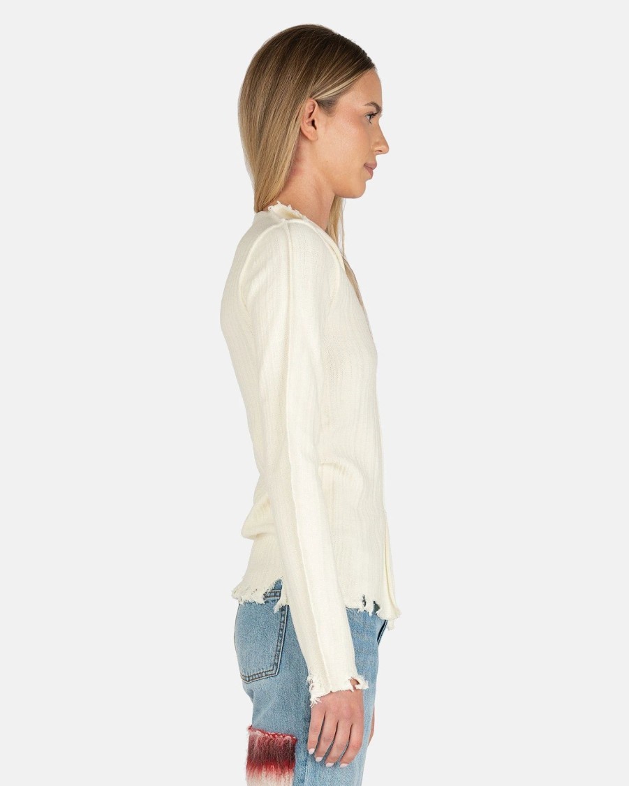 Tops * | Marni Cotton Wool Disrupted Tunic In Stone White