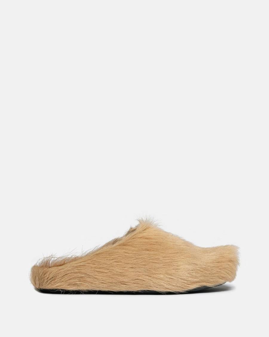 Footwear * | Marni Calf-Hair Sabot In Beige