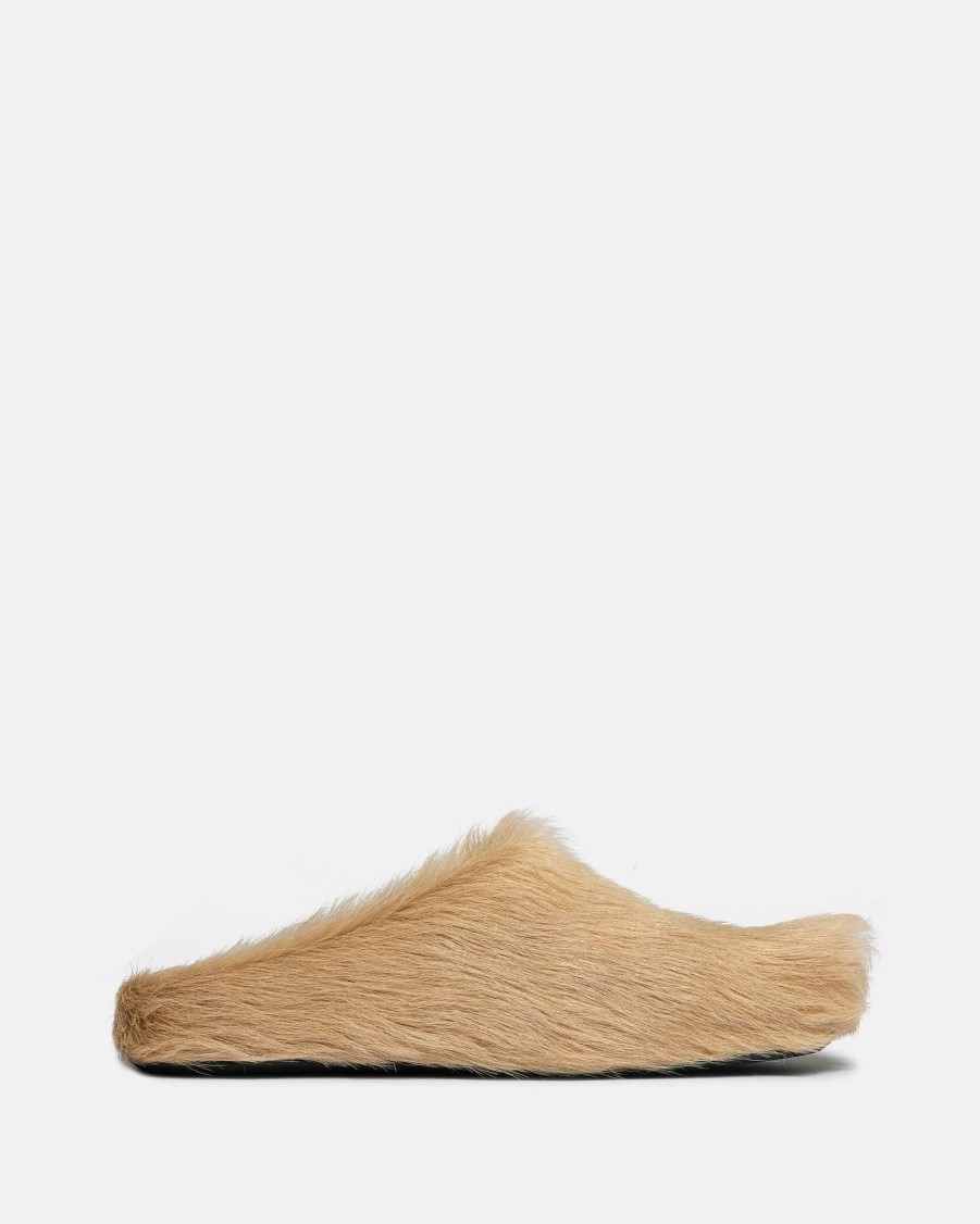 Footwear * | Marni Calf-Hair Sabot In Beige