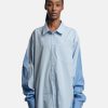 Tops * | Peter Do Combo Twisted Oversized Shirt In Light Blue/Medium Blue