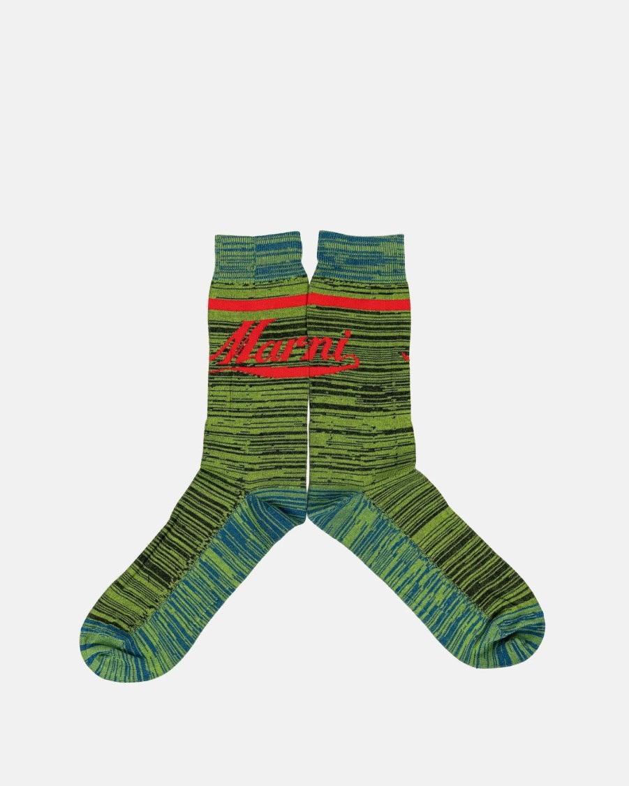 Accessories * | Marni Cotton Knit Socks In Linden