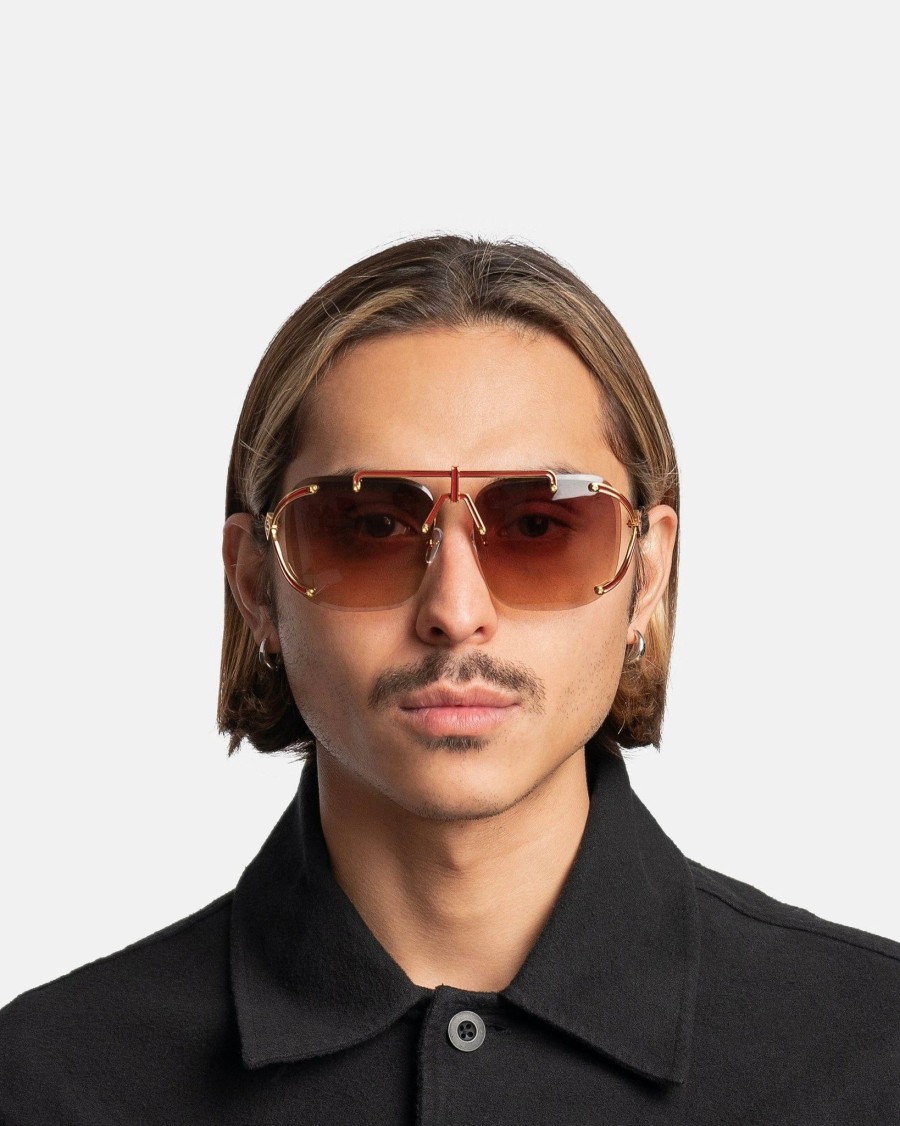 Accessories * | Casablanca Acetate & Metal Square Aviators In Brown/Pink Gradient