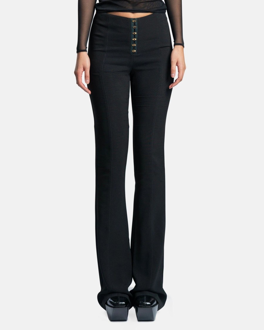 Pants * | Blumarine Slim Pants With Hooks In Black