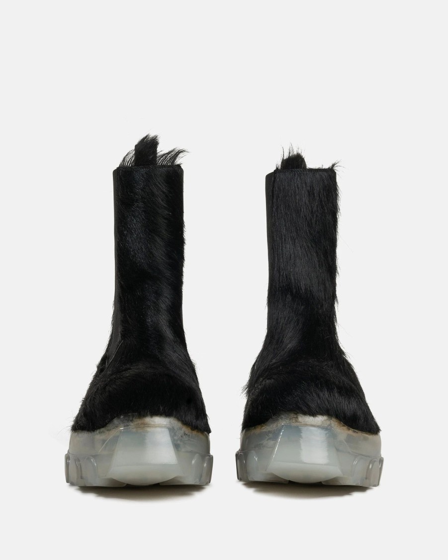 Footwear * | Rick Owens Long Hair Bozo Tractor Beatles In Black/Translucent