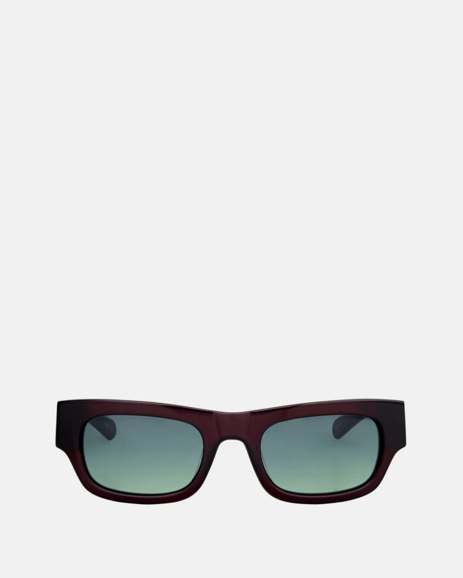 Accessories * | Flatlist Eyewear Frankie In Solid Burgundy/Green Gradient Lens