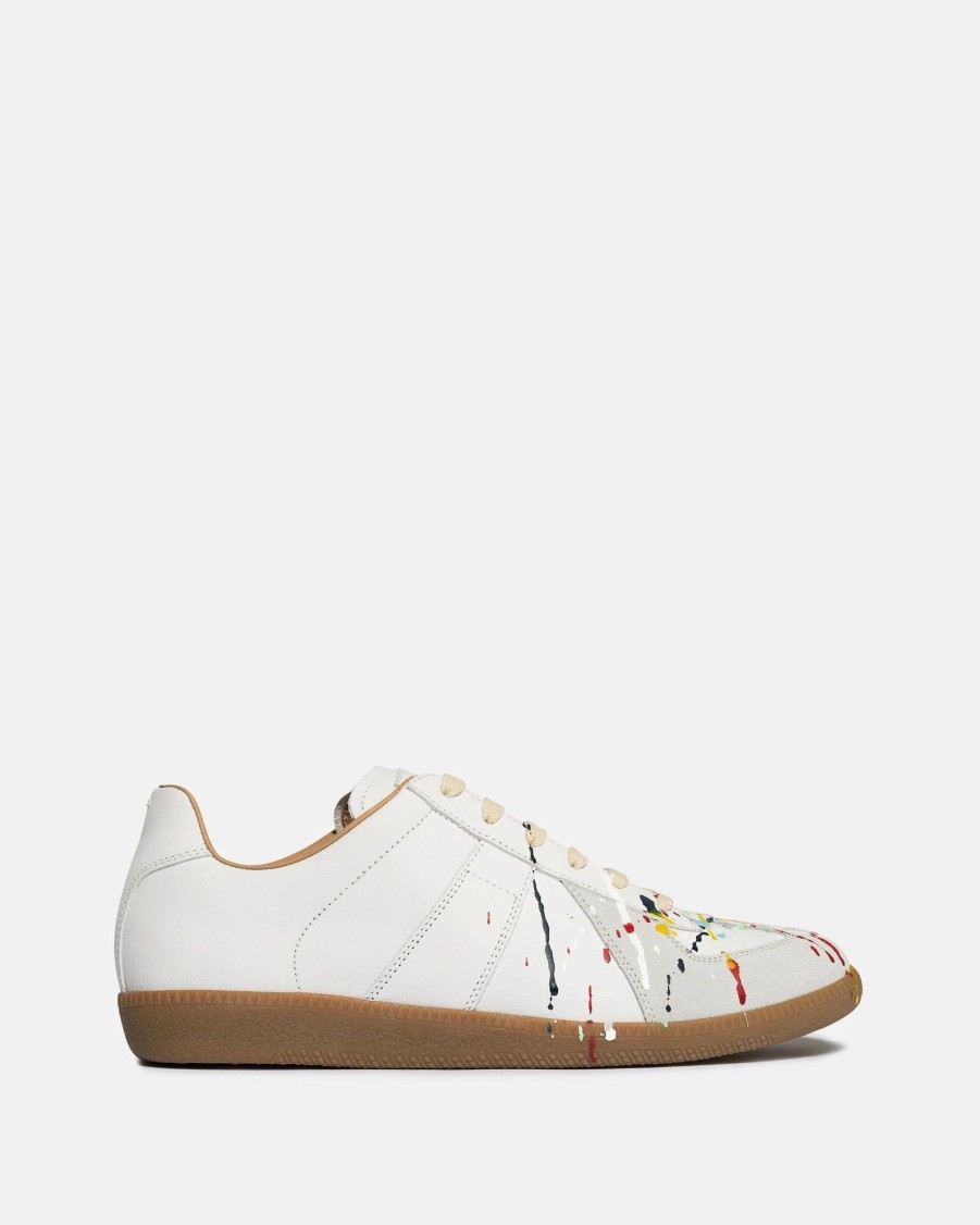 Footwear * | Maison Margiela Paint Splatter Replica Sneakers In White