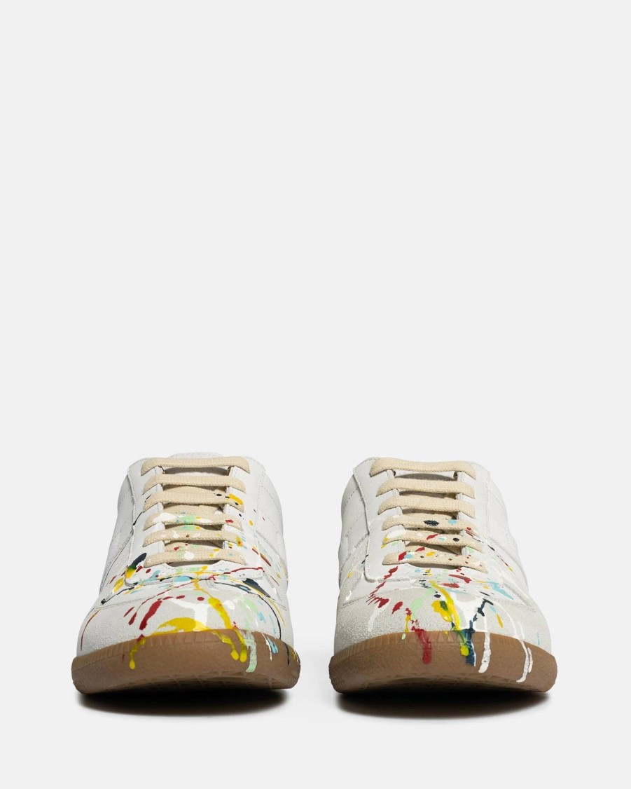 Footwear * | Maison Margiela Paint Splatter Replica Sneakers In White