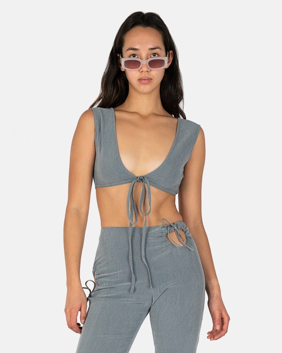 Tops * | Paloma Wool Sasha Reversible Top With Strings In Grey