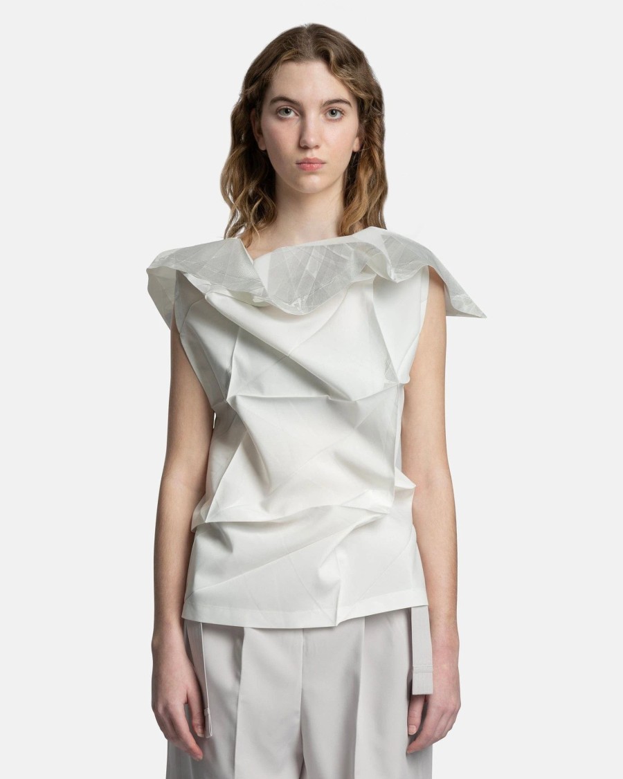 Tops * | 132 5. Issey Miyake Standard Blouse In White/Silver