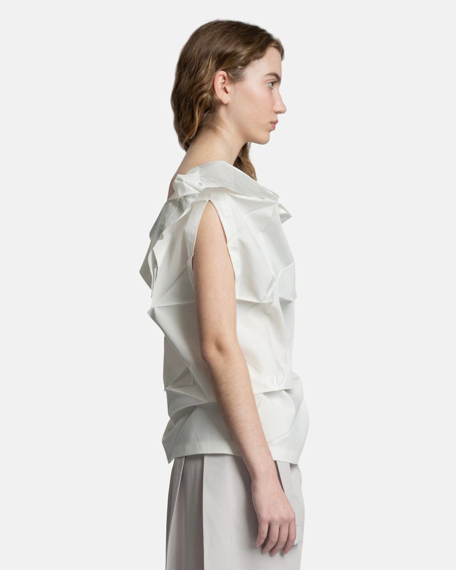 Tops * | 132 5. Issey Miyake Standard Blouse In White/Silver