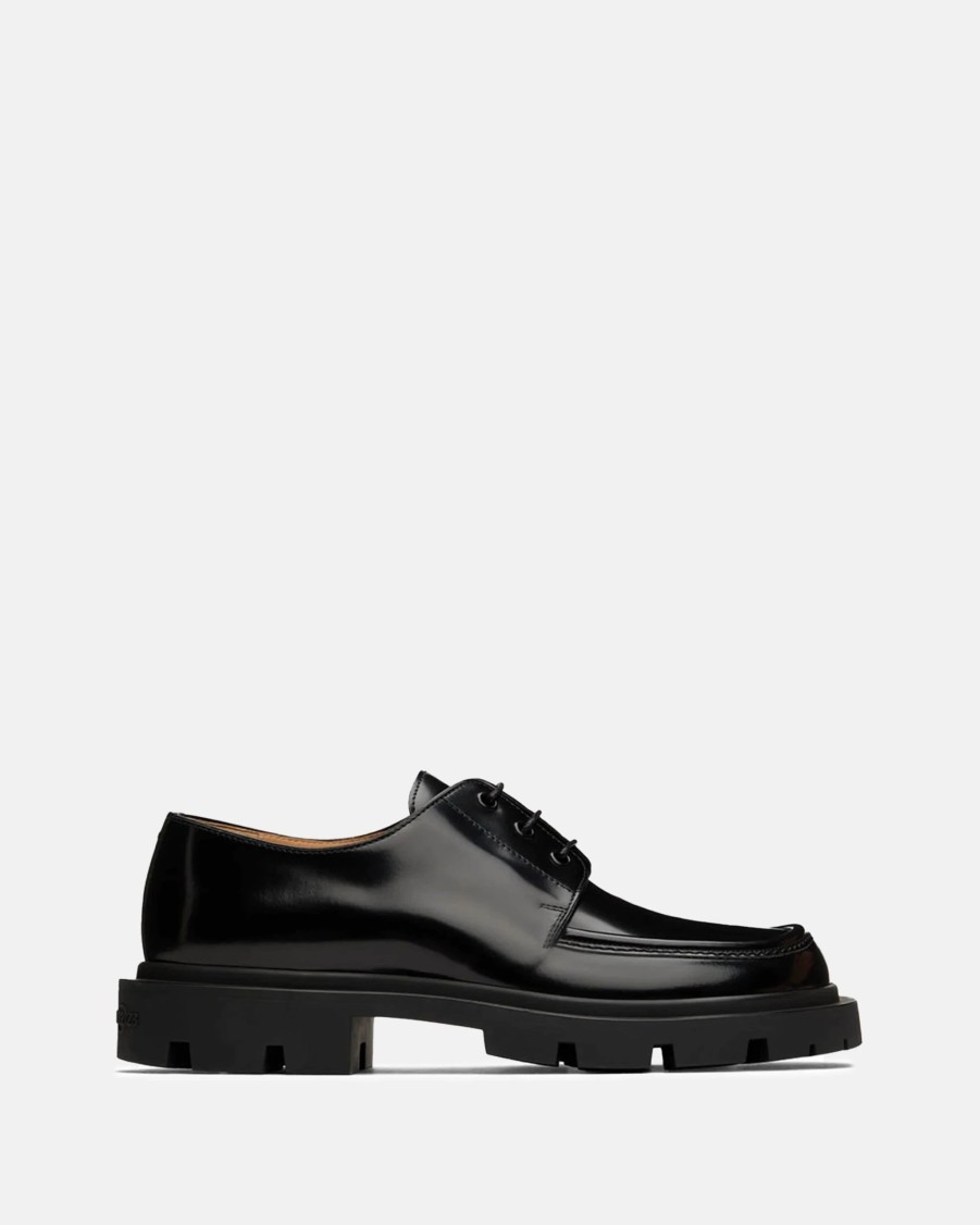 Footwear * | Maison Margiela Tonal Lug Sole Lace-Up Shoe In Black