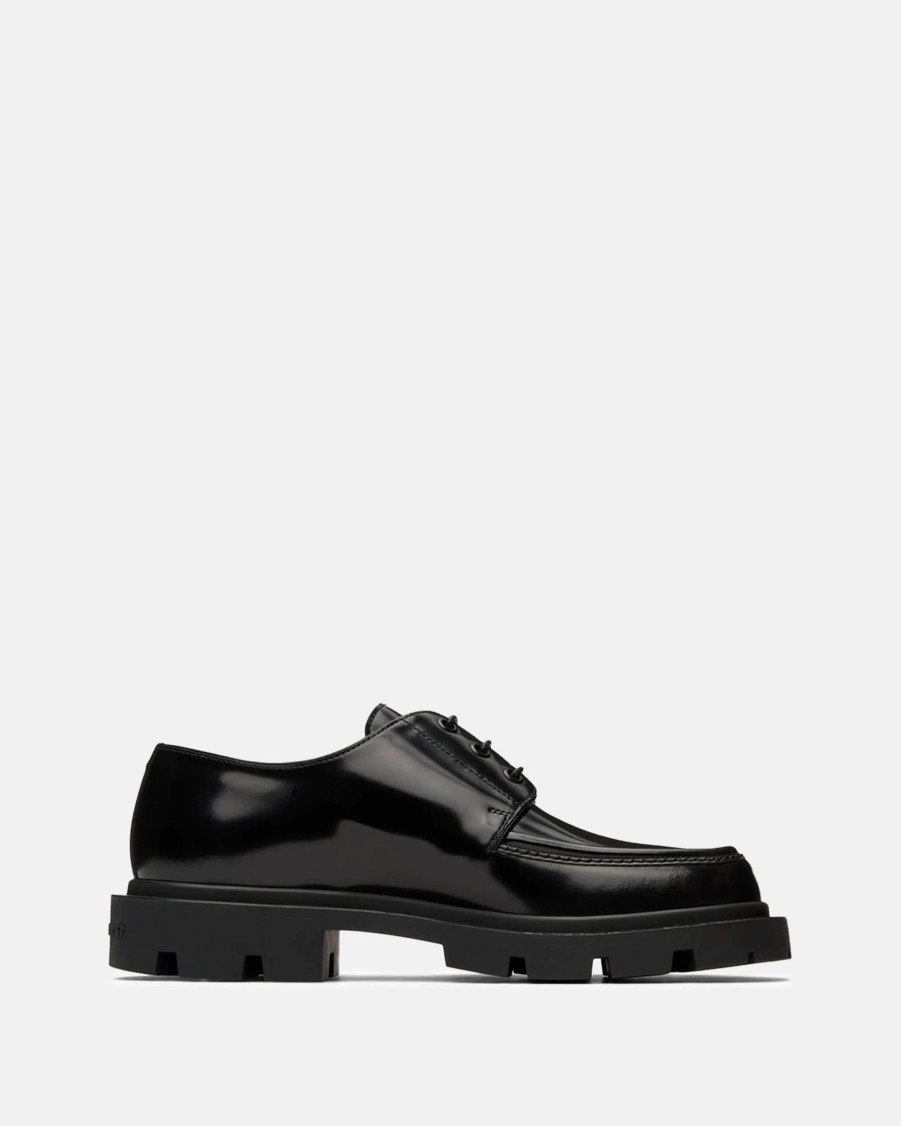 Footwear * | Maison Margiela Tonal Lug Sole Lace-Up Shoe In Black