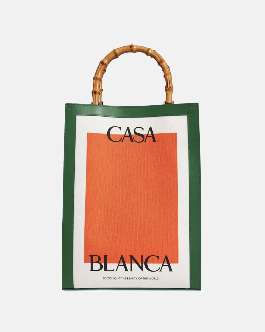 Accessories * | Casablanca Casa Tote Bag In Green/Orange