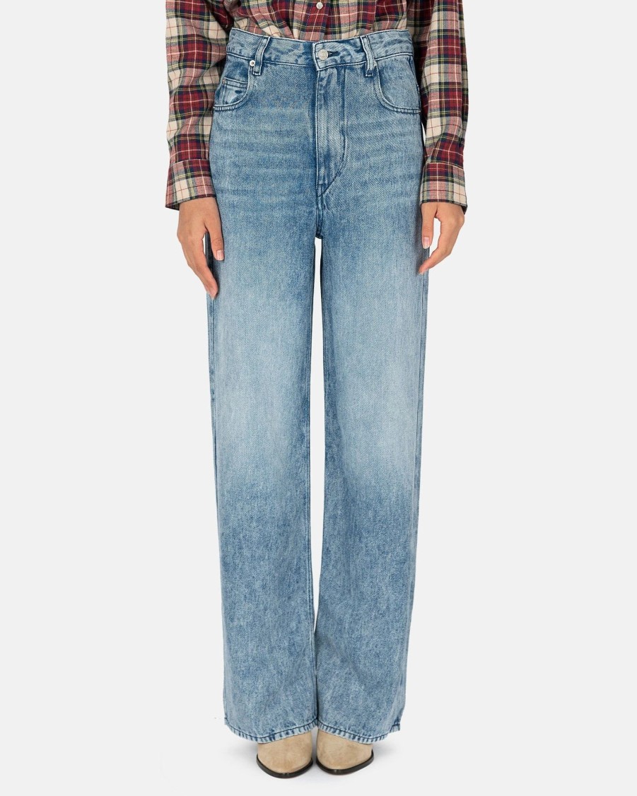 Pants * | Isabel Marant Etoile Tilorsya Fluid Denim Pants In Light Wash