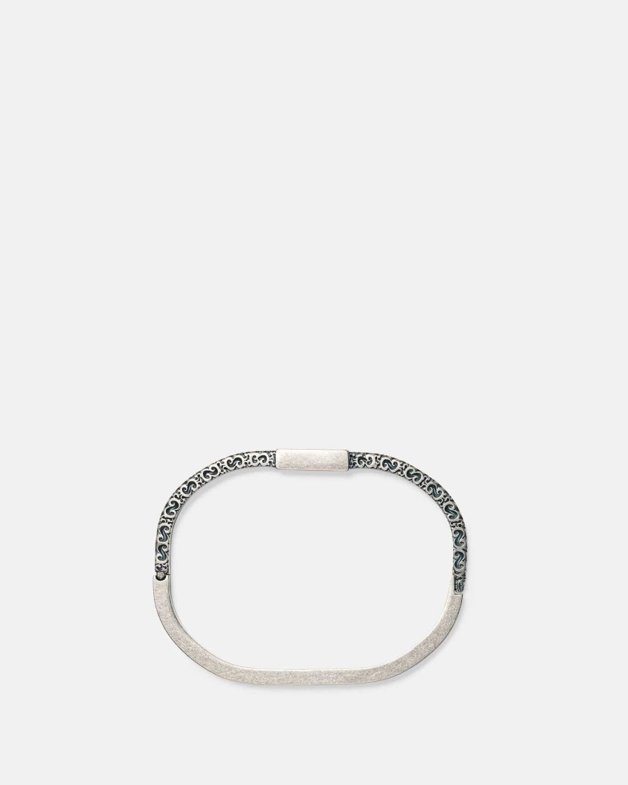 Accessories * | Maison Margiela Engraved Bracelet In Palladium