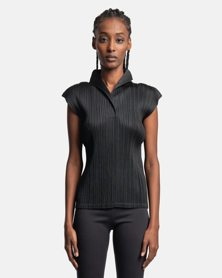 Tops * | Pleats Please Issey Miyake Pleats Polo In Black