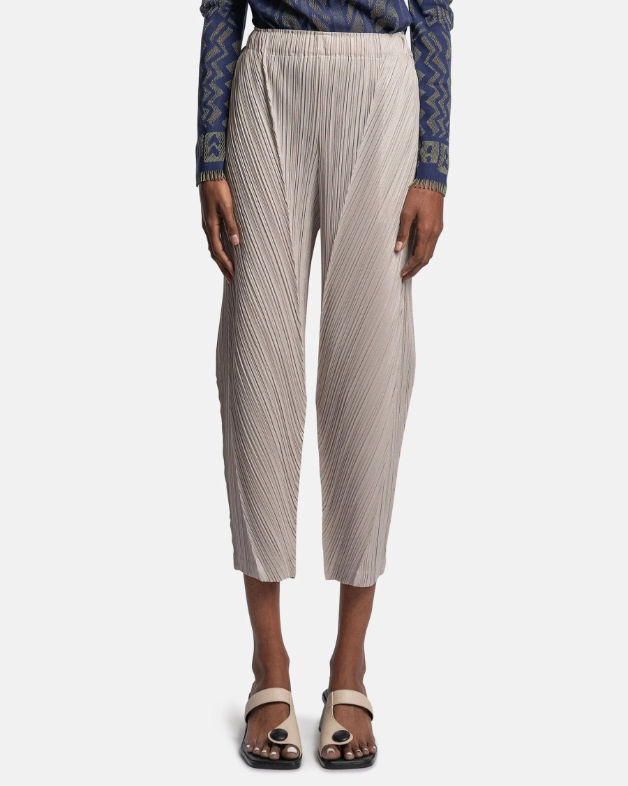 Pants * | Pleats Please Issey Miyake Thicker Bottoms 2 Pants In Grayish Beige