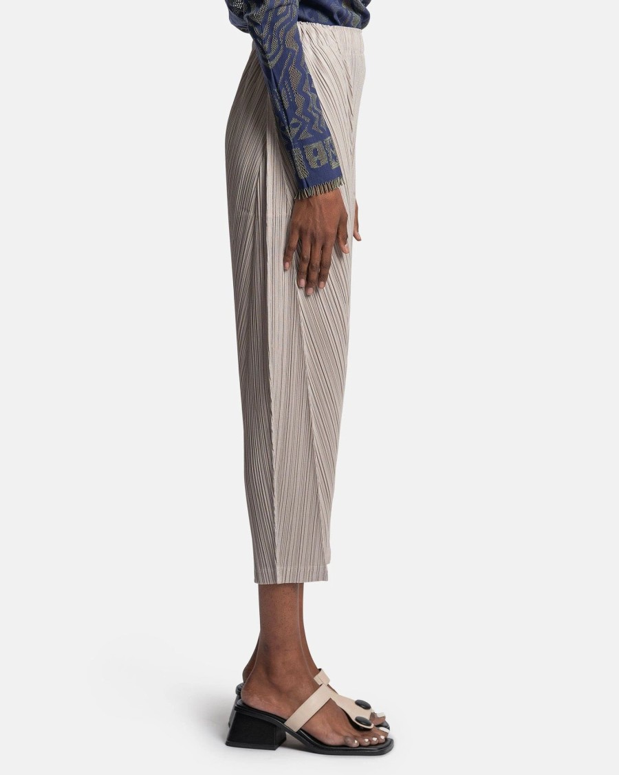 Pants * | Pleats Please Issey Miyake Thicker Bottoms 2 Pants In Grayish Beige