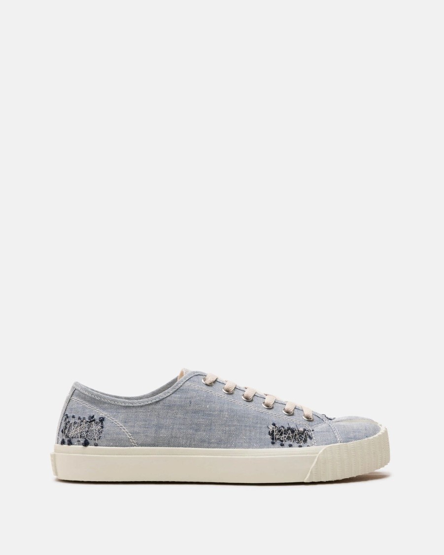 Footwear * | Maison Margiela Embroidered Tabi Sneakers In Light Blue Denim