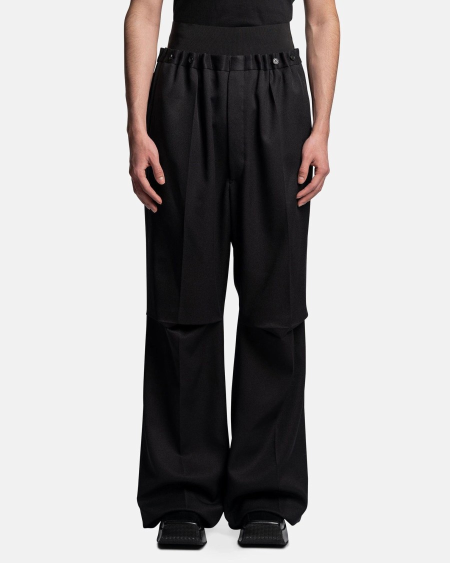 Pants * | Raf Simons Big Pants With Elastic In Black