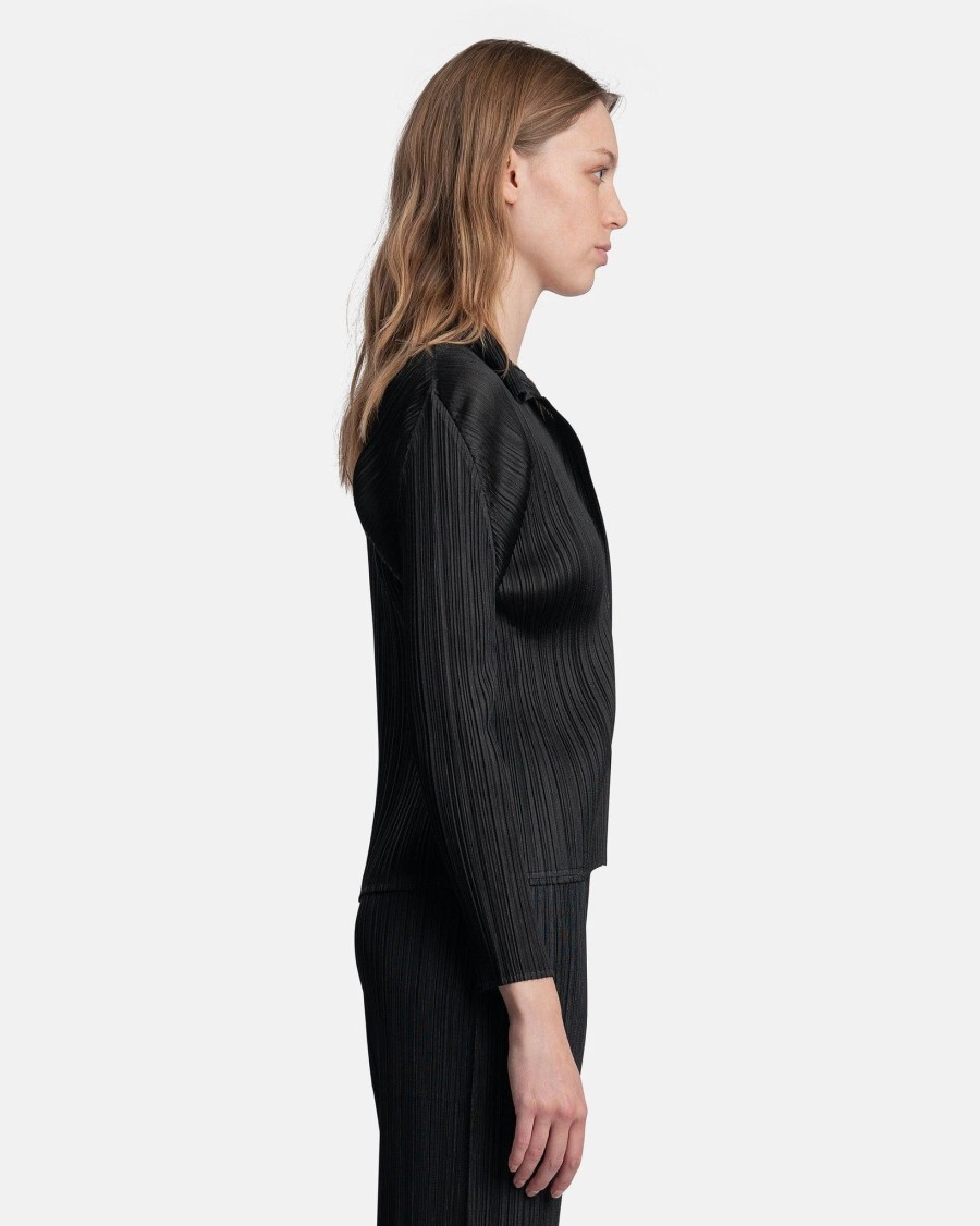 Tops * | Pleats Please Issey Miyake Basics Button Shirt In Black