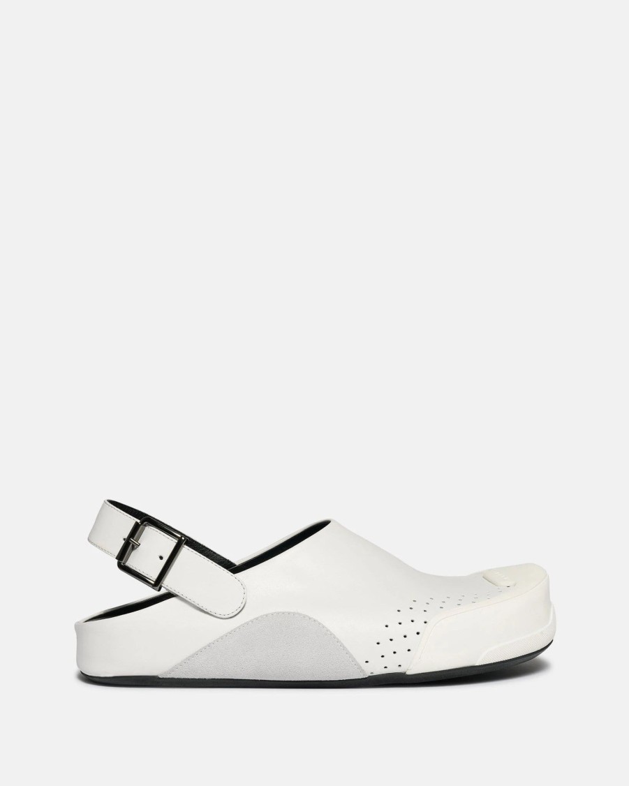 Footwear * | Marni Leather And Suede Sabot In White