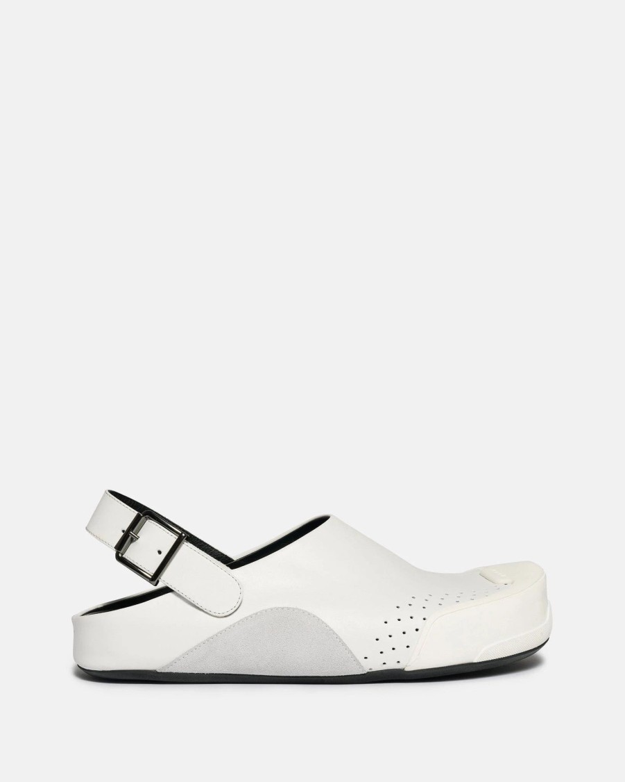 Footwear * | Marni Leather And Suede Sabot In White